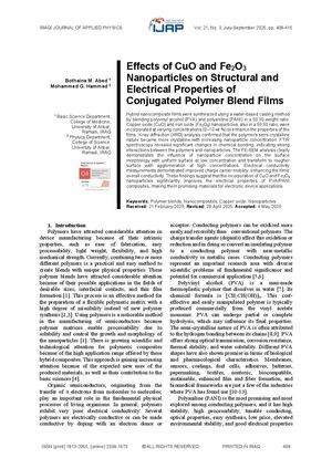 Effects of CuO and Fe2O3 Nanoparticles on Structural and Electrical Properties of Conjugated Polymer Blend Films