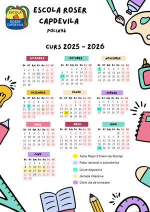 Calendari escolar curs 2025-26