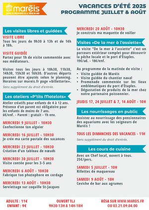 Programme des vacances d'été 2025