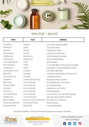BIEN ETRE ET BEAUTE (partenaires commerçants)