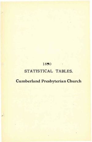 1890 Statistical Tables Cumberland Presbyterian Church