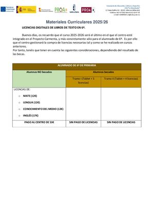 Nota Informativa Programa Licencias Digitales Y Tablets Programa Carmenta