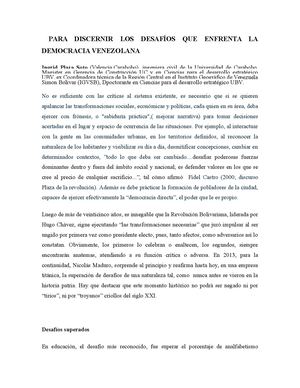 Los Desafíos De La Democracia Venezolana 2025
