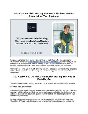 Why Commercial Cleaning Services in Marietta, GA Are Essential for Your Business