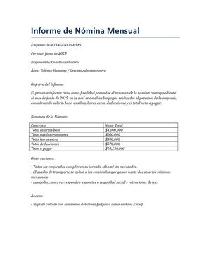 Informe Nomina