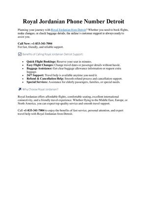 Royal Jordanian Phone Number Detroit