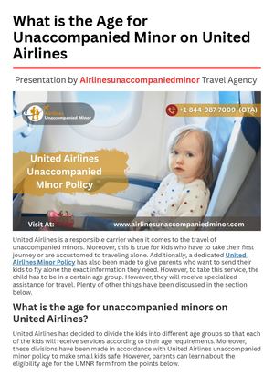 What is the Age for an Unaccompanied Minor on United Airlines