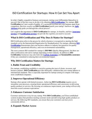 Iso Certification For Startups How It Can Set You Apart