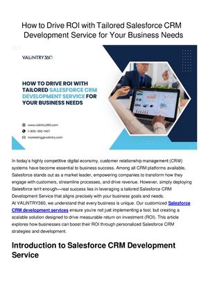 How To Drive Roi With Tailored Salesforce Crm Development Service For Your Business Needs