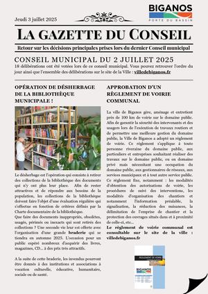 Gazette du Conseil Municipal du 2 juillet 2025