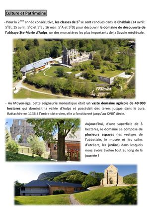 Compte Rendu Sortie Abbaye De St Jean D'aulps