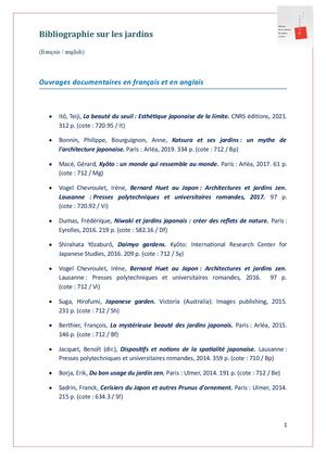 Bibliographie sur les jardins