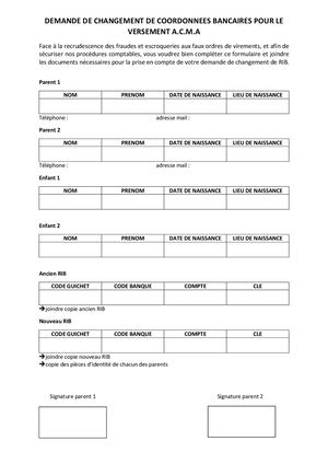 Formulaire Changement Rib