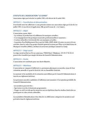 Statuts Association Le Camji