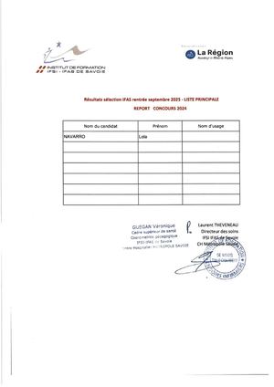 Résultats Sélection Ifas Rentrée Septembre 2025 Report Concours 2024
