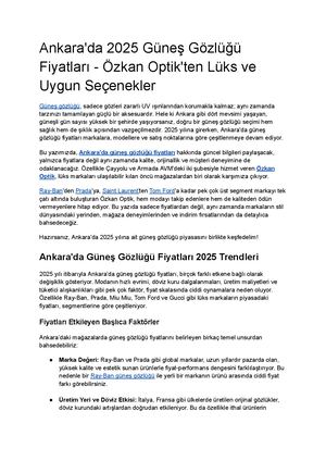 Ankara'da 2025 Güneş Gözlüğü Fiyatları ÖZkan Optik'ten Lüks Ve Uygun Seçenekler