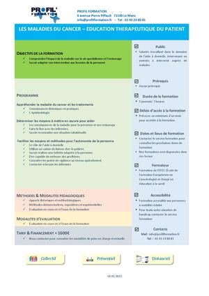 Les maladies du cancer - Éducation thérapeutique du patient