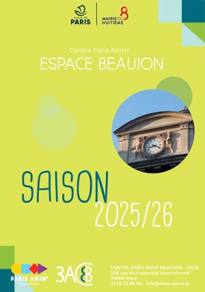 PROGRAMMATION 2025/2026 - Centre Paris Anim' Beaujon (Paris 8e)