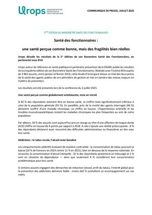 Urops Communiqué De Presse Baromètre Santé