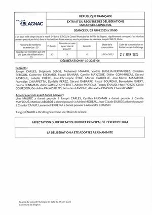 DELIBERATIONS 14 à 85 - CM Du 24 Juin 2025