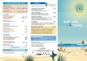 La Paillote - Carte Bar & Vin - E25
