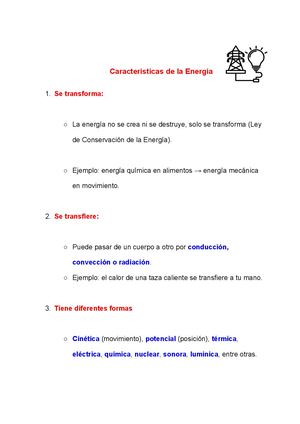 Caracteristicas De La Energia