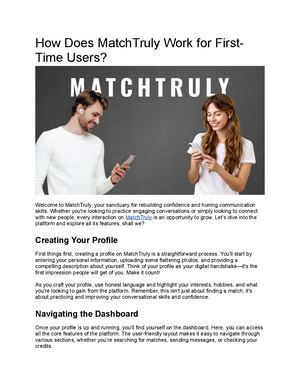 How Does Match Truly Work For First Time Users