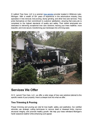 D. Lamont Tree Care, LLC - Professional Tree Service in Whitmore Lake, MI