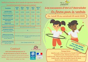 Programme Vacances Aout 2025