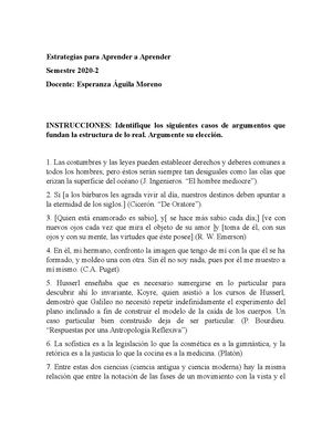 Identifique Los Siguientes Casos De Argumentos Que Fundan La Estructura De Lo Real