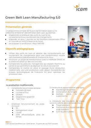 [Grand Paris Sud] Fiche Calameo Green Belt Lean Manufacturing 5 0