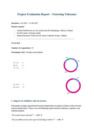 Evaluation Fostering Tolerance