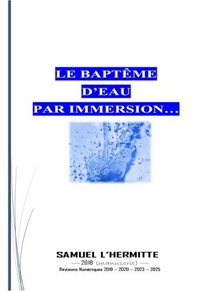 Le Bapteme D'eau Par Immersion 2023