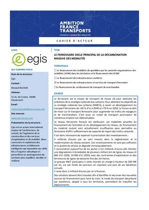 EGIS Ambition France Transports Cahier D'acteur 3 Financement Du Ferroviaire