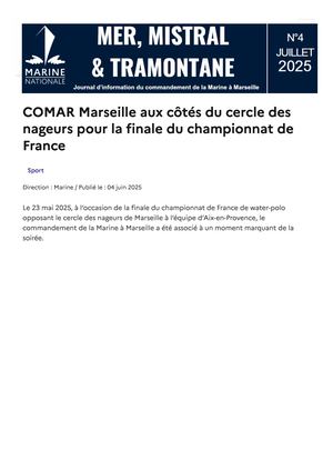 Comar Marseille Aux Côtés Du Cercle Des Nageurs Pour La Finale Du Championnat De France Intradef