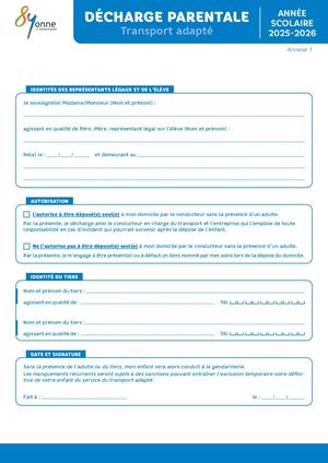 Décharge Parentale TESH 2023