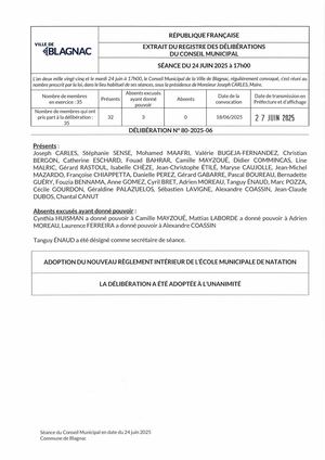 Reglement Interieur De L’école Municipale De Natation 2025