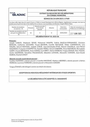 Réglement Intérieur Stages Sportifs 2025