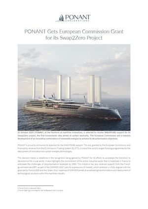 PONANT Gets European Commission Grant For Its Swap2Zero Project