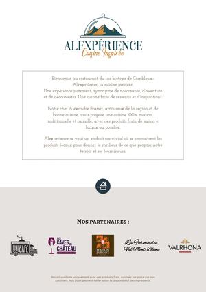 Menu Restaurant Alexperience Combloux - juin 2025
