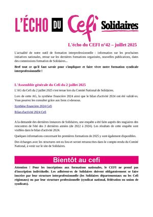 L'écho Du Cefi N° 42 Juillet 2025