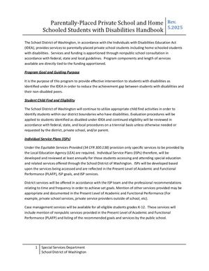 Parentally Placed Private School And Homeschooled Handbook 1 Docx