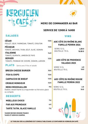 Kerguelen Cafe Carte Et Menu