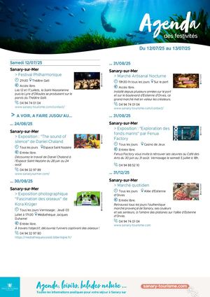 Agenda du week-end 12 & 13 juillet 2025