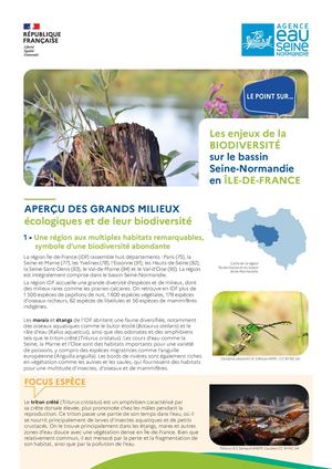 Les Enjeux De La Biodiversité Sur Le Bassin SN En ILE DE FRANCE