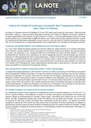 HORS SERIE - Analyse De L'emploi De La Puissance Aérospatiale Dans L'engagement Militaire Entre L'inde Et Le Pakistan