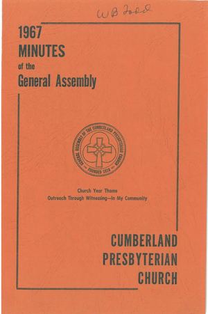 1967 Minutes of the General Assembly Cumberland Presbyterian Church