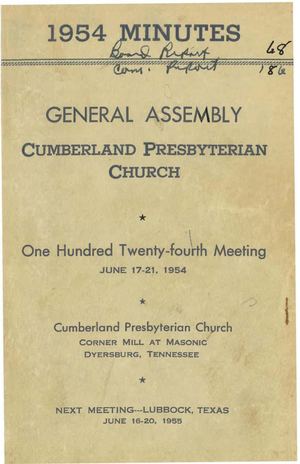 1954 Minutes of the General Assembly Cumberland Presbyterian Church