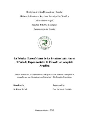 La Política Norteafricana de los Primeros Austrias en el Periodo Expansionista: El Caso de la Conquista Argelina