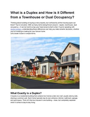 What Is A Duplex And How Is It Different From A Townhouse Or Dual Occupancy